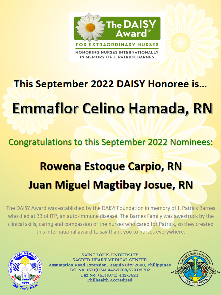 <p>DAISY Honoree and Nominees for September 22, 2022</p>